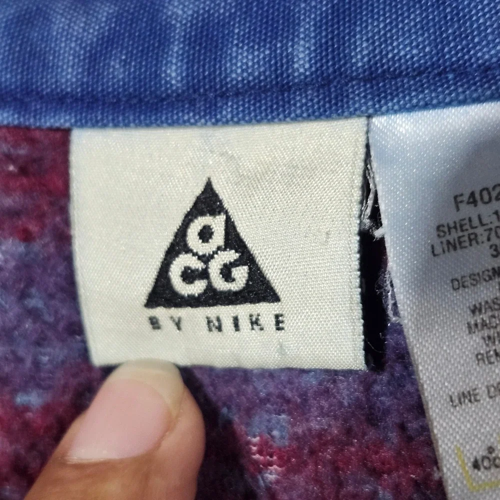VTG Nike ACG Blue Ripstop Workwear Jacket Men L Fleece Blanket Lined Zip Up 90s